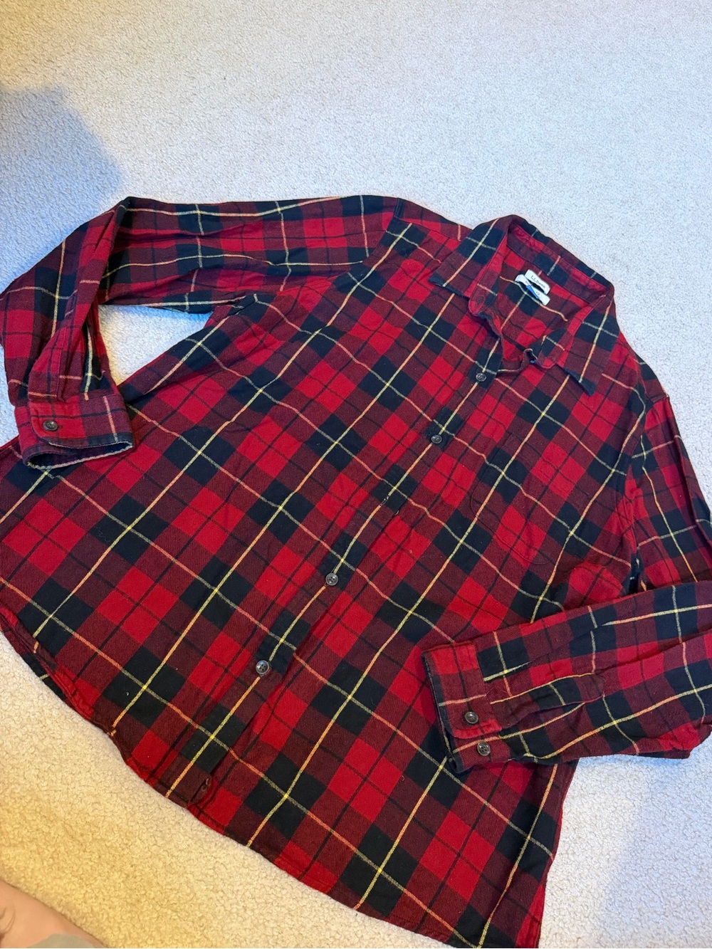 L.L. Bean Red and Black Plaid Button-Down Shirt